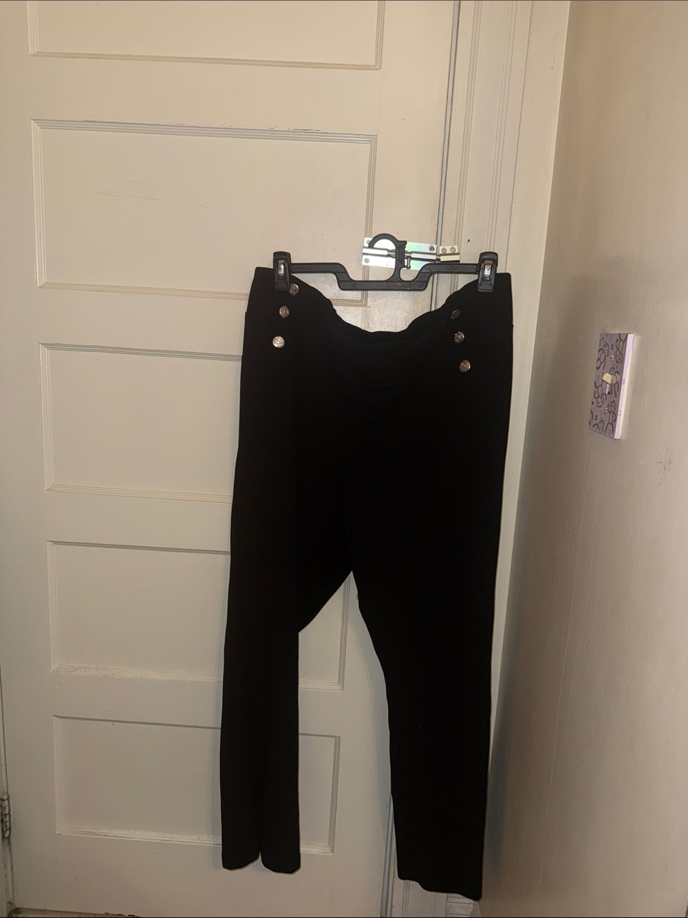 Soho Black Men's Dress Pants with Silver Buttons